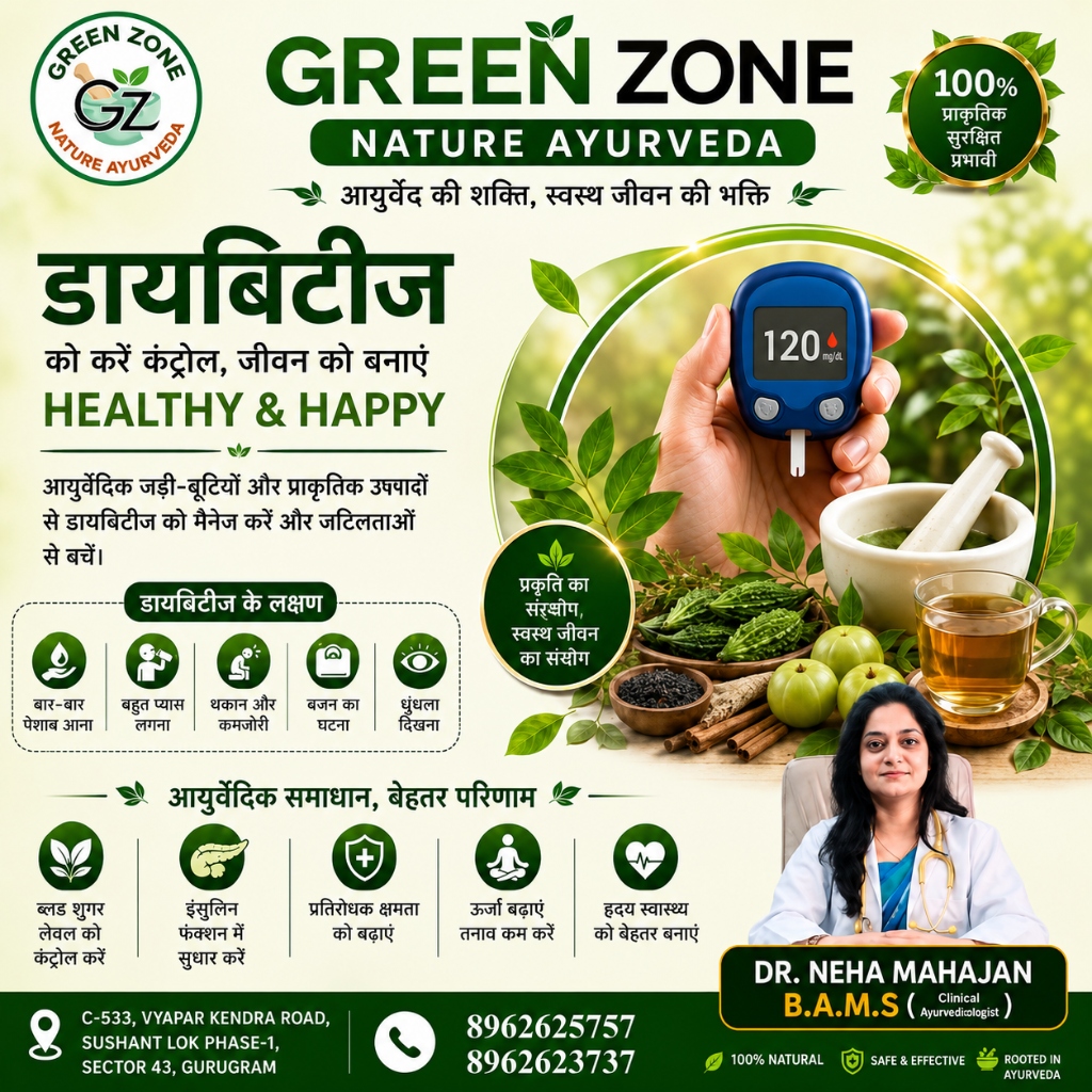 ग्रीन ज़ोन नेचर आयुर्वेद डायबिटीज बैनर